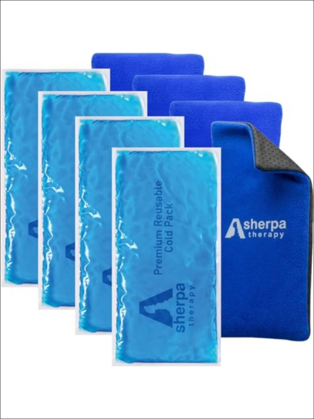 Flexible Cold Gel Ice Pack Reusable 9.5x4.5 4 Pack with Soft Cover
